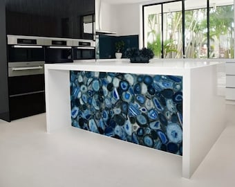 Luxury Blue Agate Stone Bar Counter – Modern Kitchen Island Accent