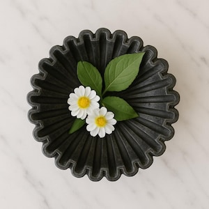 Hand-Carved Black Marble Decorative Bowl – Modern Fluted Centerpiece | Home and Office Decor