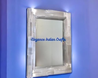Espejo de cristal de selenita artesanal: una elegante decoración para el hogar