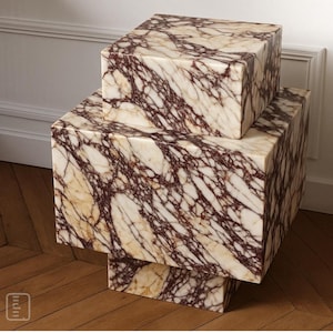 Custome Calacatta Viola Pedestal, End Table, Bed side Table, Corner Table, Plinth ,Viola Cube, Marble Pedestal, Tall Pedestal, Accent Table