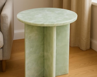 Green Onyx Side Table – Elegant Natural Stone Accent | Luxury bedroom and Living Room Decor |