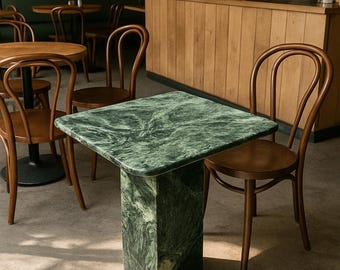 Mesa de centro de malaquita verde: mesa auxiliar cuadrada moderna