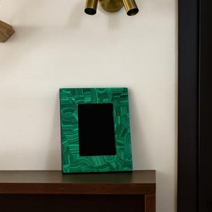 Handmade Malachite Stone Picture Frame: Natural Gemstone Photo Display
