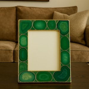 Handcrafted Agate Stone Picture Frame – Unique Natural Crystal Decor for Home or Office – Customizable Home Decor