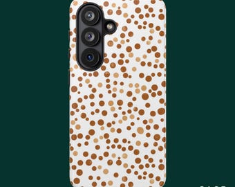 Brown Polka Dot Case, personalised Case, iPhone 17 16 15 14 13 Pro Plus Air, Samsung Galaxy S26 S25 S24 S23 Plus, MagSafe Phone Case Option