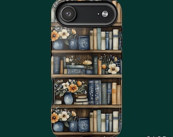 Blumen Bücher Hülle, Bookish Handyhülle, iPhone 17 Hülle, iPhone 16 Hülle, Samsung S26 Ultra, Samsung S24 Hülle, MagSafe Handyhüllen Option