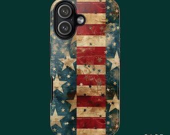 Vintage American Flag Case, Patriotic Phone Case, iPhone 17 Case,iPhone 16 Case,Samsung S26 Ultra,Samsung S24 Case,MagSafe Phone Case Option