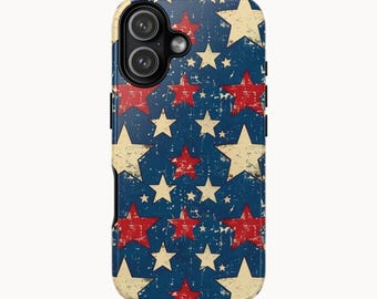 Star Red and White Pattern Phone Case, iPhone 17 16 15 14 Pro Plus Air, Samsung Galaxy S26 S25 S24 S23 Plus Ultra, MagSafe Phone Case Option