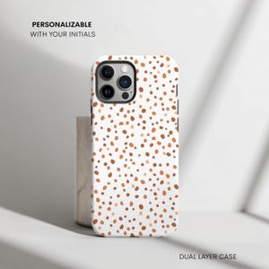 Polka Dot Phone Case, personalised Case, iPhone 16 Pro Case, iPhone 14 13 11 Case, Samsung Case, Google Pixel Case, Beige Polka Dots Case