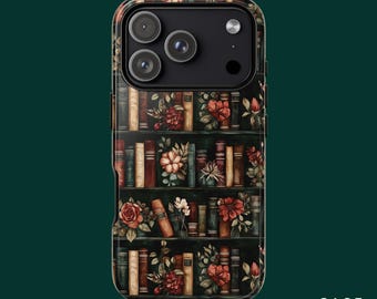 Blumen Bücher Hülle, Bookish Handyhülle, iPhone 17 Hülle, iPhone 16 Hülle, Samsung S26 Ultra, Samsung S24 Hülle, MagSafe Handyhüllen Option
