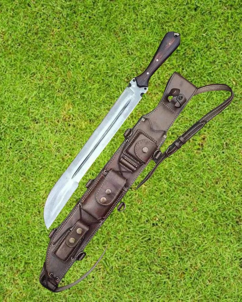 Handmade 5160 Spring Steel Hunting Machete, Full Tang Forest Knife with Leather Sheath, Best Gift For Him, Birthday Gift, Anniversary Gift