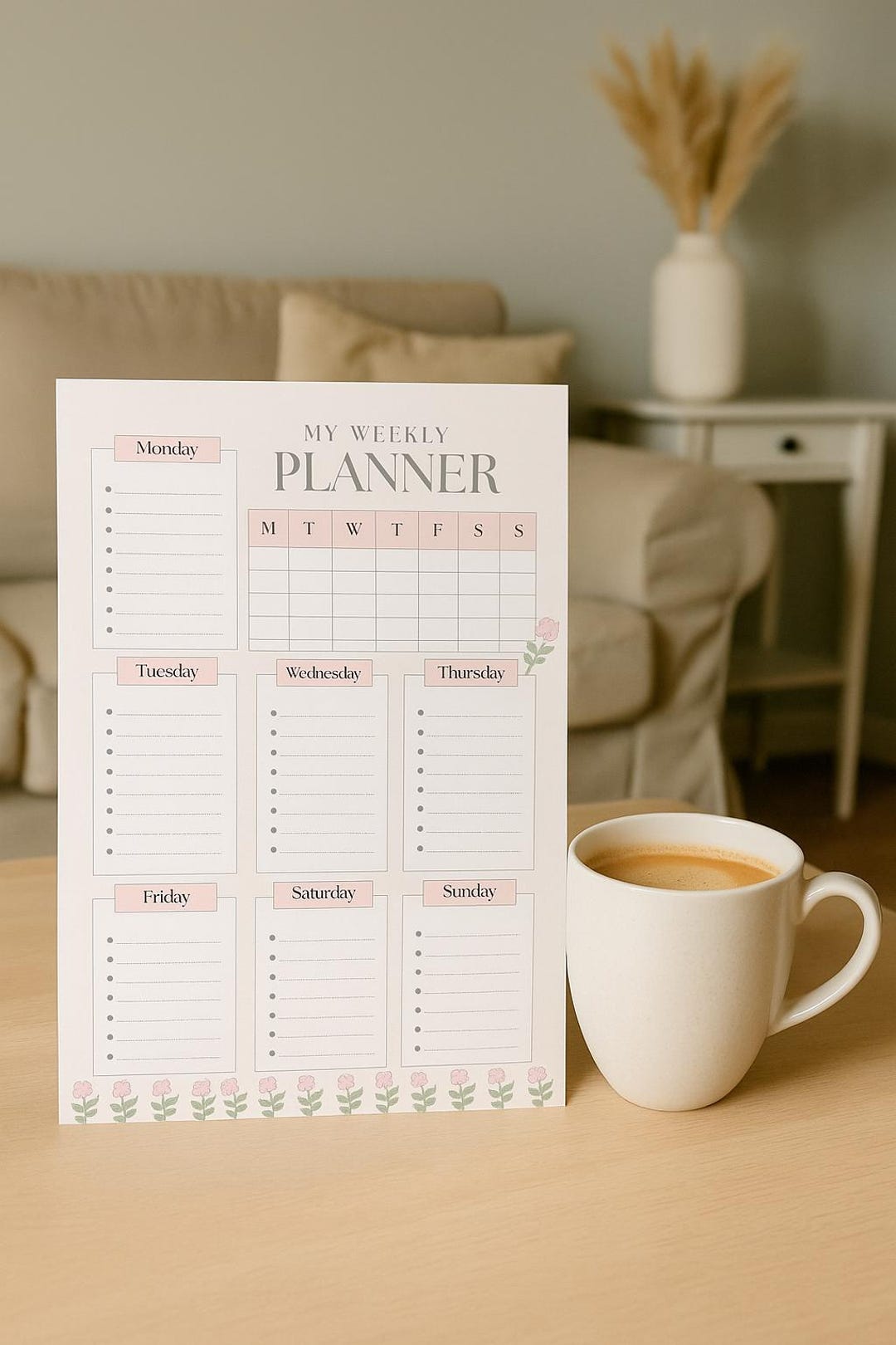 Minimalist Weekly Planner Printable | A4 & US Letter PDF | Undated ...