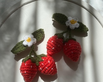 Crochet Strawberry Baby Hair Clips: Handmade Felt Berry Barrette