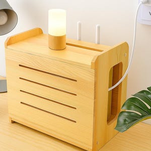 Modern Wooden WiFi Router Storage Box – Wall Mounted Modem Shelf, Cable Organizer, Hidden Wireless Router Holder for Home & Office