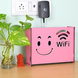 Trendy Wooden WiFi Router Box – Wall Mount Cable Organizer | WiFi Modem Storage Shelf | Wireless Router Holder | Rustic Internet Box