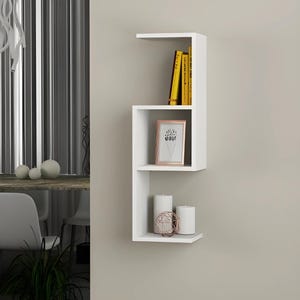 Modern Floating Wall Shelf | Wooden Wall-Mounted Shelf | White Display Rack for Books, Plants & Home Décor | Space-Saving Storage Organizer