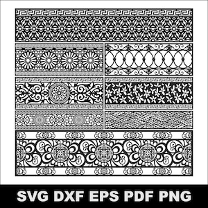 CNC Railing Panel SVG DXF Set: Floral Balcony & Staircase Designs