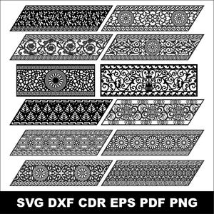 12 CNC Railing Panel SVG DXF Set01, Geometric a Floral Balcony & Staircase Designs