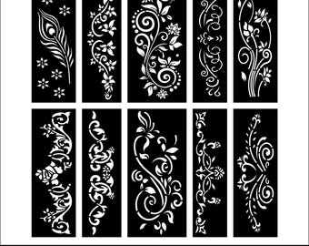 Floral Panel Stencils SVG: Leaf, Tree, Flower Designs (Digital Files)