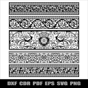 5 Premium Stairs Railing Panels dxf S01 | Laser Cut files | Metal fence svg , Privacy, Grill patterns, Partition, cnc, plasma cutting files.
