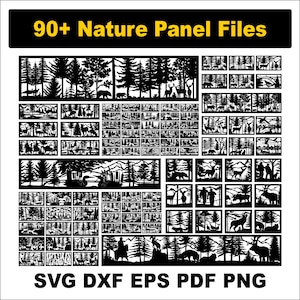 90+ Wildlife scenes, Nature panels, DXF stencils, Forest decor svg, CNC Laser & Plasma cut, Vector Animals, Bear, Wolf wall decor.