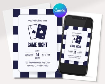Game Night Editable Invitation, House Party Invite, Family Game Night Template, Board Game Party Digital Flyer
