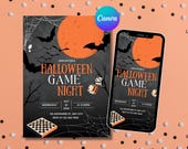 Halloween Game Night Invitation, Spooky Party Invite, Digital Adult Game Night Template, Halloween Video Game