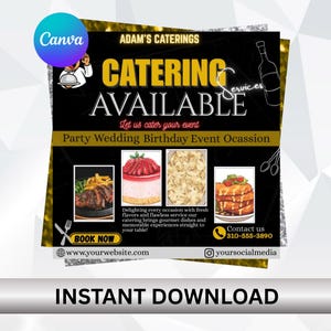 Breakfast Catering Menu | Event Catering Template | Restaurant Flyer | Canva Template | Instant Download