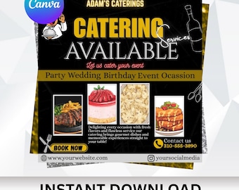 Breakfast Catering Menu | Event Catering Template | Restaurant Flyer | Canva Template | Instant Download