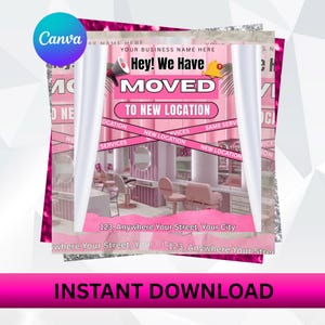 DIY We Have Moved Flyer New Address Business Social Media Flyer Design New Location We Have Moved Canva Template Editable New location Flyer