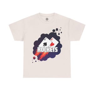 -shirt Rockets avec poche | Paire d'as, main de poker, t-shirt graphique amusant sur le thème de l'espace, cadeau pour joueur de poker, chemise de casino Texas Hold'em