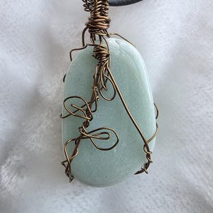 Green Aventurine Wire Wrapped Pendant Necklace Leaf Nature Crystal