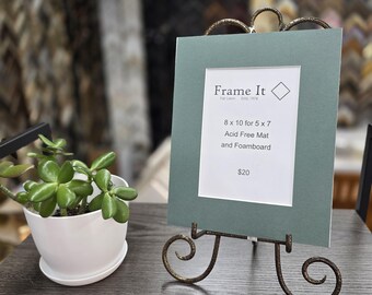 Sage Green Acid-Free Mat & Foamboard (8x10 for 5x7 Photo)