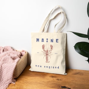 Maine Lobster Canvas Tote Bag, Eco-Friendly Shopper, Beach Bag, Gifts for Lobster Lovers, Summer Tote, New England Style