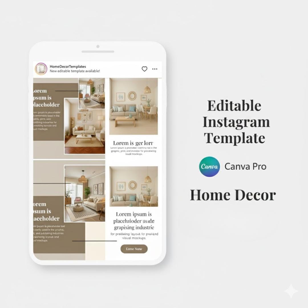 Home Decor Instagram Post Template | Canva Pro (editable) - Etsy