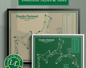 Ozarks National Course Map Print - Missouri, Golf: Vintage Blueprint Art