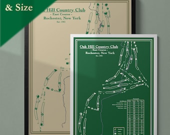 Oak Hill East Course Map Print: Vintage Golf Blueprint or Modern Art