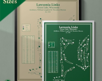 Lawsonia Links Golf Course Map Print - Wisconsin - Vintage Blueprint or Modern Golf Art