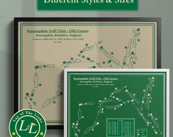 Sunningdale Golf Club - UK - Old Course Map Print: Vintage Golf Blueprint or Modern Art
