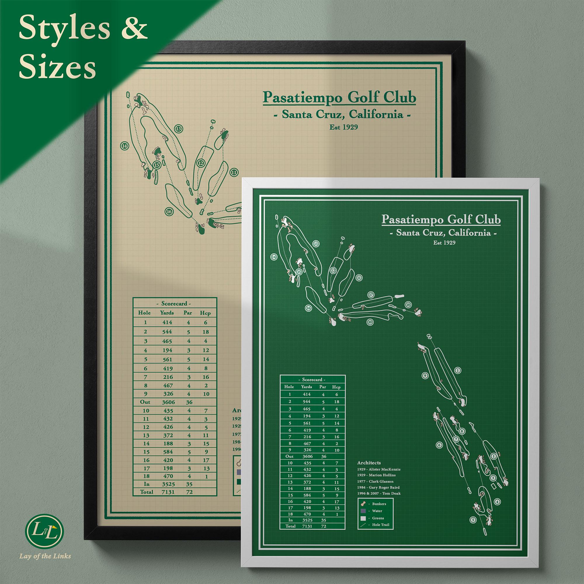 Pasatiempo Golf Course Map Print: Modern and Vintage California
