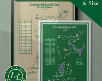 Crooked Stick Golf Club Map Print: Indiana Course Map Blueprint Style
