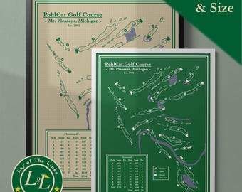 Pohlcat Golf Course Map Print - Michigan Golf Art Decor