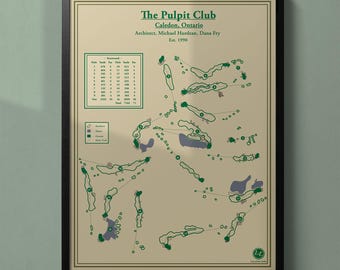 The Pulpit Club Golf Course Map Print: Vintage or Modern Golf Art