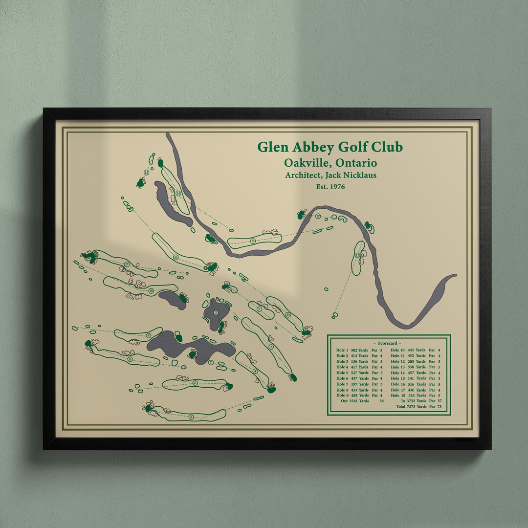 Glen Abbey Golf Club Course Map Print Vintage Blueprint Or Modern Golf 