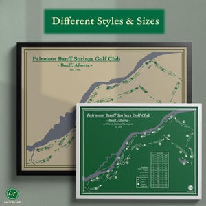 Impression de carte du parcours de golf de Banff Springs : décoration de golf vintage ou moderne
