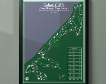 Cabot Cliffs Golf Course Map Art Print | Canadian Golf Decor