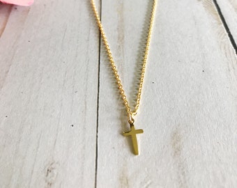 Cross necklace gift for her, subtle jewelry, handmade