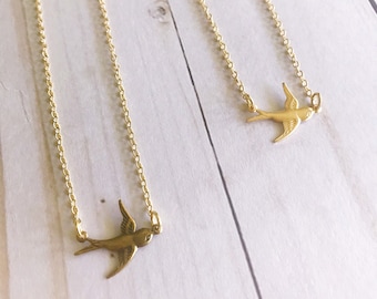 Sparrow necklace, gift for her, subtle jewelry, handmade