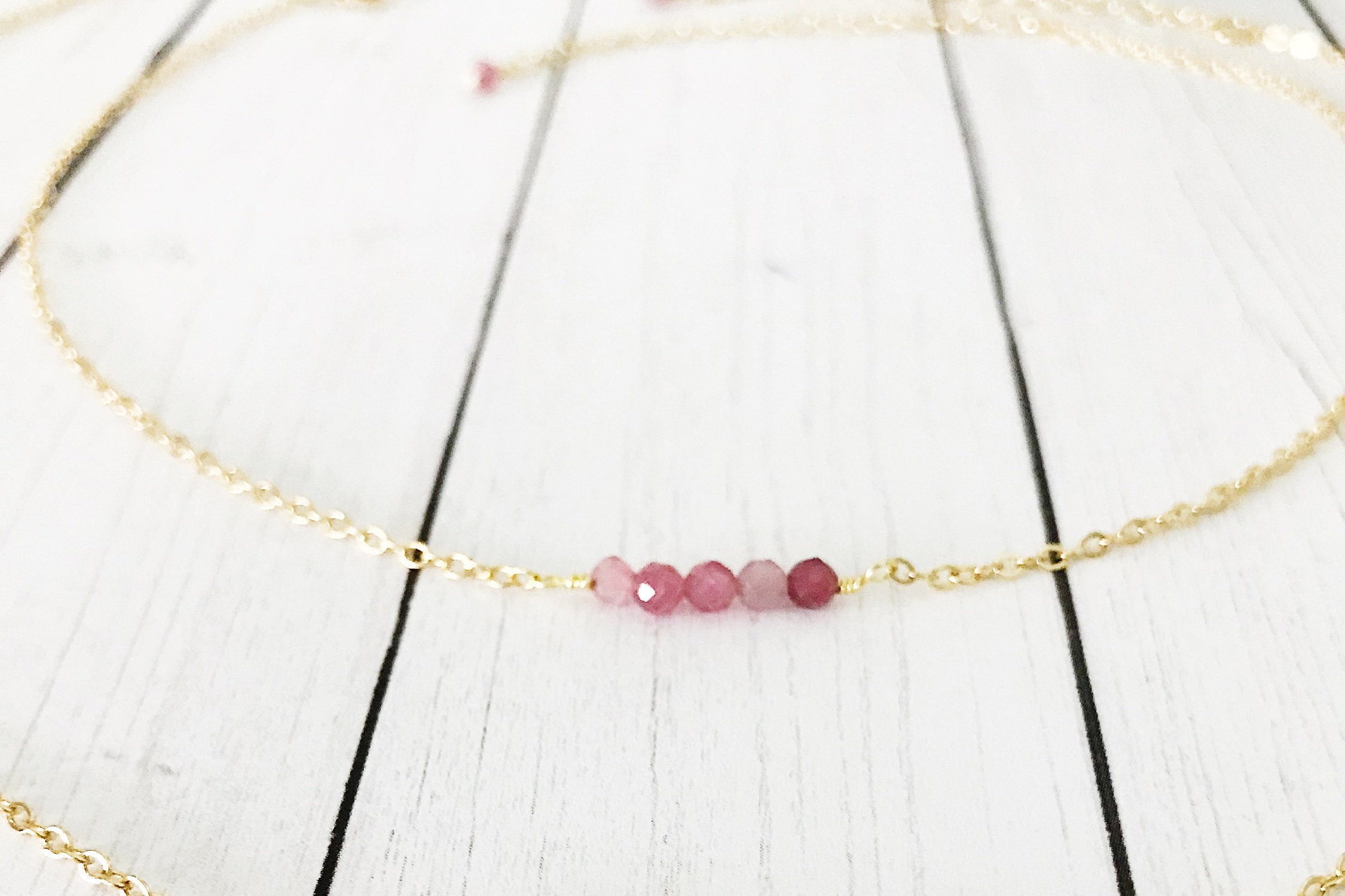 Birthstone row necklace, Mother’s Day gift, subtle jewelry, handmade