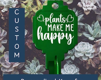 Personalized Gardening Key: Engraved Anodized Aluminum Kwikset KW1